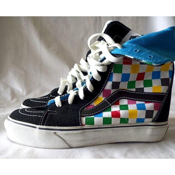 Vans SK8-Hi Checkerboard Sneakers Women’s Size 5 Canvas Super High Top - Picture 1 of 11